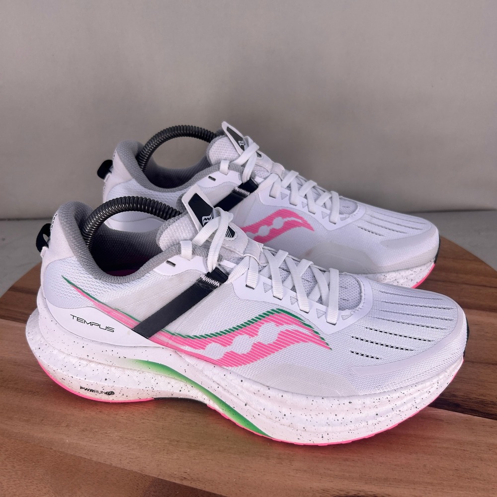 Saucony Tempus Womens Running Shoes White Pink Green S10720-86 Size 10.5